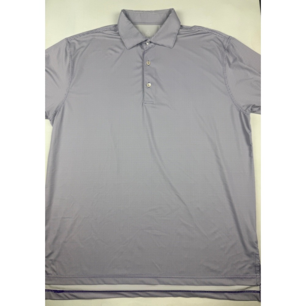 Turtleson Polo Shirt Large Purple Micro Check Sawgrass Tour Performance Golf